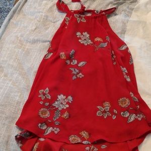 Red high neck flowy tank